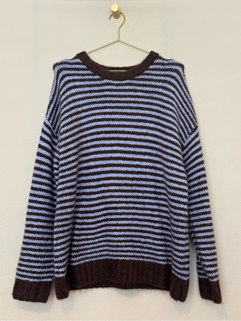 Cotton On Brown & Light Blue Striped Crewneck Sweater